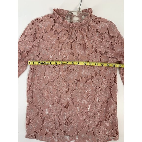 WAYF Erika Puff-Sleeve Lace Top Pink Size XXS - Picture 6 of 7